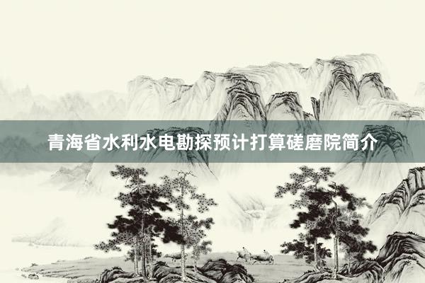 青海省水利水电勘探预计打算磋磨院简介